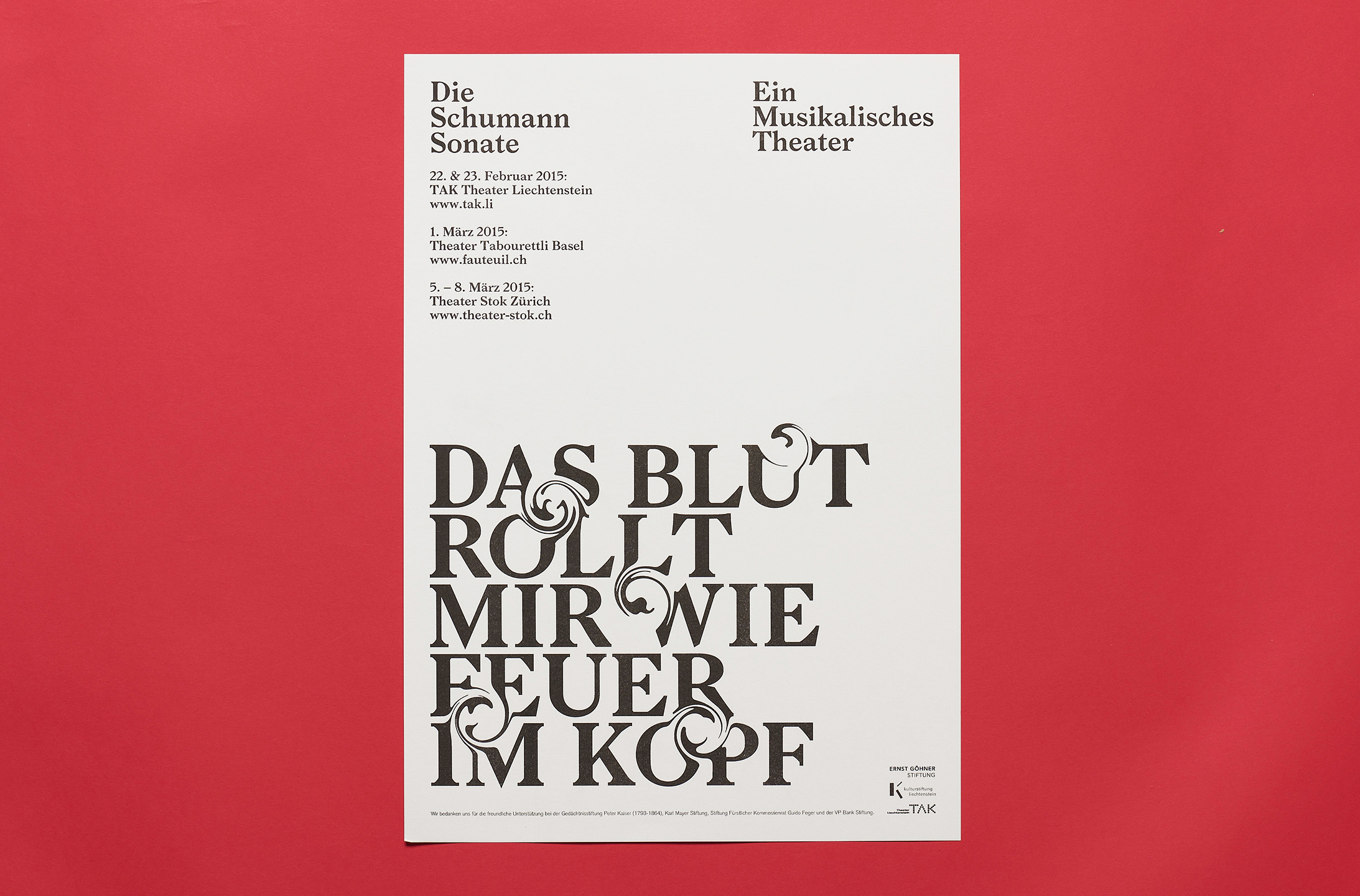 Poster for theatre production, Die Schumann Sonate (2016)
